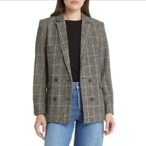 Rails Cody Houndstooth Check Double Breasted Blazer L